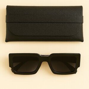 Oversized Black Rectangle Sunglasses – Brand New with Case
